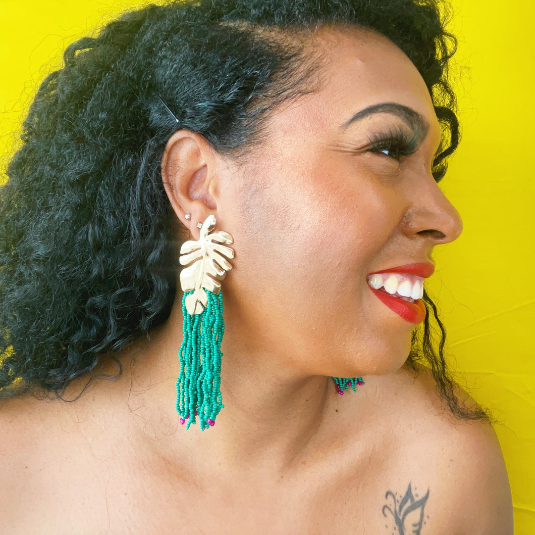 Sydney Palm Beaded Drop Earrings (2 Colors)